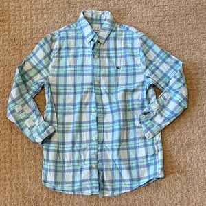 VGUC boys vineyard vines Blue Plaid flannel Shirt, size S, 8-10